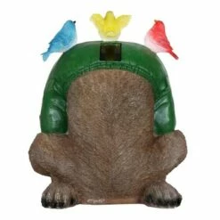 Buy ⭐ 10" Resin Solar Welcome Racoon With Birds Statue Green - Exhart 👍 -Garden Decor Shop unnamed file 582