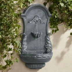 Best deal 😍 John Timberland Outdoor Wall Water Fountain 33" High 2 Tiered Ornate for Yard Garden Patio Deck Home 🔔