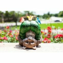 Buy ⭐ 10" Resin Solar Welcome Racoon With Birds Statue Green - Exhart 👍 -Garden Decor Shop unnamed file 584