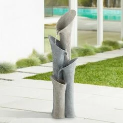 Best deal β€οΈ John Timberland Modern Outdoor Floor Water Fountain 34" High Cascading Bell for Yard Garden Patio Deck Home Relaxation π