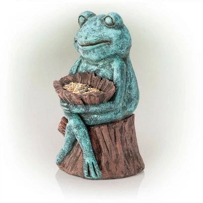 Wholesale π₯° Alpine Corporation 16" Frog Holding a Flower Magnesium Oxide Bird Feeder/Birdbath Statue Green π 4 Wholesale π₯° Alpine Corporation 16" Frog Holding a Flower Magnesium Oxide Bird Feeder/Birdbath Statue Green π - Image 2