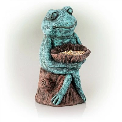 Wholesale π₯° Alpine Corporation 16" Frog Holding a Flower Magnesium Oxide Bird Feeder/Birdbath Statue Green π 5 Wholesale π₯° Alpine Corporation 16" Frog Holding a Flower Magnesium Oxide Bird Feeder/Birdbath Statue Green π - Image 3