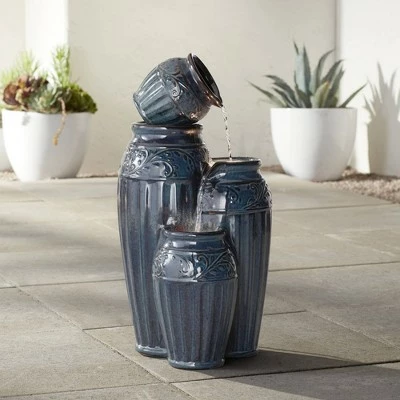 Best deal ❤️ John Timberland Outdoor Floor Water Fountain with Light LED 27" High Four Urn Cascading for Yard Garden Patio Deck Home 🔥 3 Best deal ❤️ John Timberland Outdoor Floor Water Fountain with Light LED 27" High Four Urn Cascading for Yard Garden Patio Deck Home 🔥