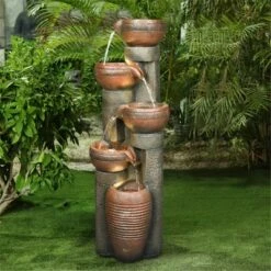 Outlet β Watnature 39.7" 5-Tier Outdoor Garden Water Fountain Gray π₯°