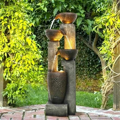 Buy π Watnature 40" 4-Tier Pots Outdoor Garden Water Fountain Gray π 3 Buy π Watnature 40" 4-Tier Pots Outdoor Garden Water Fountain Gray π