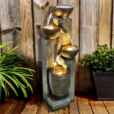 Buy π Watnature 40" 4-Tier Pots Outdoor Garden Water Fountain Gray π 4 Buy π Watnature 40" 4-Tier Pots Outdoor Garden Water Fountain Gray π - Image 2
