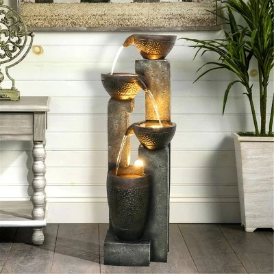 Buy π Watnature 40" 4-Tier Pots Outdoor Garden Water Fountain Gray π 7 Buy π Watnature 40" 4-Tier Pots Outdoor Garden Water Fountain Gray π - Image 5
