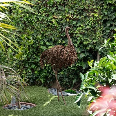 Outlet π 39" x 24" Outdoor Metal Standing Ostrich Statue Brown - Alpine Corporation π 3 Outlet π 39" x 24" Outdoor Metal Standing Ostrich Statue Brown - Alpine Corporation π