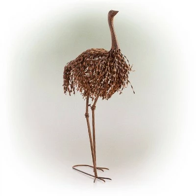 Outlet π 39" x 24" Outdoor Metal Standing Ostrich Statue Brown - Alpine Corporation π 4 Outlet π 39" x 24" Outdoor Metal Standing Ostrich Statue Brown - Alpine Corporation π - Image 2
