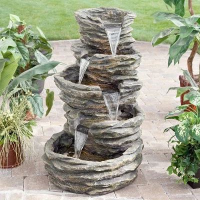 Brand new π 39" Indoor/Outdoor 5-Tier Rock Fountain with Replaceable LED Lights Gray - Alpine Corporation 𧨠3 Brand new π 39" Indoor/Outdoor 5-Tier Rock Fountain with Replaceable LED Lights Gray - Alpine Corporation π§¨