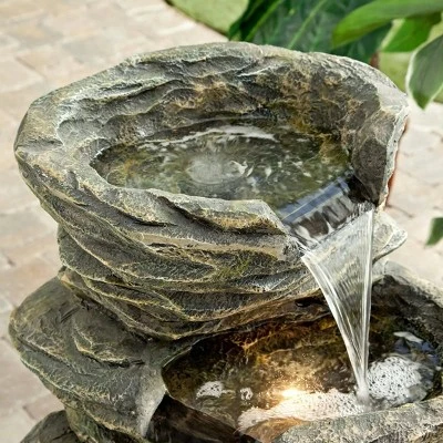 Brand new π 39" Indoor/Outdoor 5-Tier Rock Fountain with Replaceable LED Lights Gray - Alpine Corporation 𧨠4 Brand new π 39" Indoor/Outdoor 5-Tier Rock Fountain with Replaceable LED Lights Gray - Alpine Corporation 𧨠- Image 2