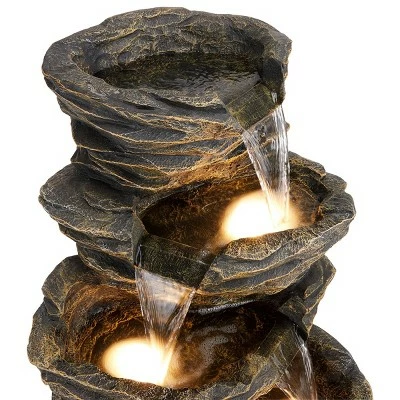 Brand new π 39" Indoor/Outdoor 5-Tier Rock Fountain with Replaceable LED Lights Gray - Alpine Corporation 𧨠8 Brand new π 39" Indoor/Outdoor 5-Tier Rock Fountain with Replaceable LED Lights Gray - Alpine Corporation 𧨠- Image 6