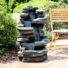 Top 10 🥰 Sunnydaze Decor Sunnydaze 38"H Electric Polyresin and Fiberglass Stacked Shale Waterfall Outdoor Water Fountain with LED Lights 🔥