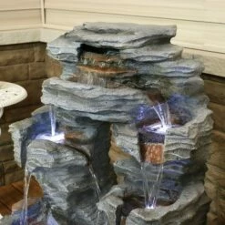 New 🎁 Sunnydaze Decor Sunnydaze 39"H Electric Polyresin and Fiberglass Dual Cascading Falls Outdoor Water Fountain with LED Lights 👏 -Garden Decor Shop unnamed file 6092