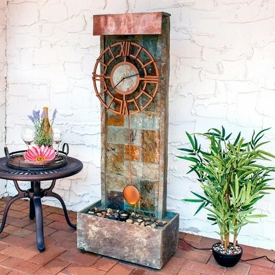 Outlet 𧨠Sunnydaze Decor Sunnydaze 49"H Electric Natural Slate Indoor/Outdoor Water Fountain with Clock and LED Light π 3 Outlet 𧨠Sunnydaze Decor Sunnydaze 49"H Electric Natural Slate Indoor/Outdoor Water Fountain with Clock and LED Light π