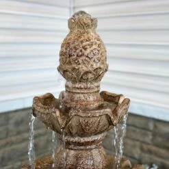 Promo 🔥 Sunnydaze Decor Sunnydaze 52"H Electric Fiberglass and Resin 4-Tier Pineapple Top Outdoor Water Feature, Tan 🥰 -Garden Decor Shop unnamed file 6163