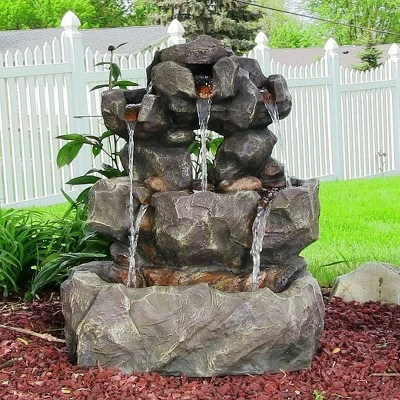 Hot Sale π Sunnydaze Decor Sunnydaze 32"H Electric Fiberglass and Polyresin Layered Rock Waterfall Outdoor Water Fountain with LED Lights π 4 Hot Sale π Sunnydaze Decor Sunnydaze 32"H Electric Fiberglass and Polyresin Layered Rock Waterfall Outdoor Water Fountain with LED Lights π - Image 2