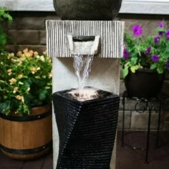 Flash Sale 🎁 Sunnydaze Decor Sunnydaze 35"H Electric Polyresin Modern Vogue Column Outdoor Water Fountain with LED Lights ⌛ -Garden Decor Shop unnamed file 6183