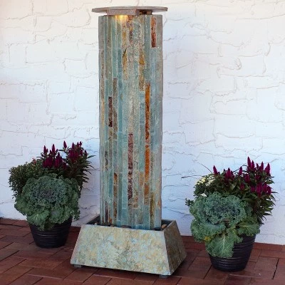 Deals ✔️ Sunnydaze Decor Sunnydaze 49"H Electric Natural Slate Tower Column Indoor/Outdoor Water Fountain with LED Light ✨ 4 Deals ✔️ Sunnydaze Decor Sunnydaze 49"H Electric Natural Slate Tower Column Indoor/Outdoor Water Fountain with LED Light ✨ - Image 2