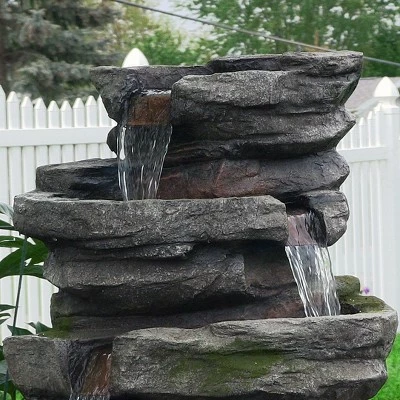 Budget π Sunnydaze Decor Sunnydaze 31"H Electric Polyresin and Fiberglass Lighted Cobblestone Waterfall Outdoor Water Fountain with LED Lights π 7 Budget π Sunnydaze Decor Sunnydaze 31"H Electric Polyresin and Fiberglass Lighted Cobblestone Waterfall Outdoor Water Fountain with LED Lights π - Image 5