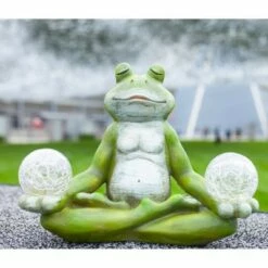Discount 😍 10" Resin Solar Yoga Frog Holding 2 Glass Jars Garden Statue Green - Exhart 🔔 -Garden Decor Shop unnamed file 62