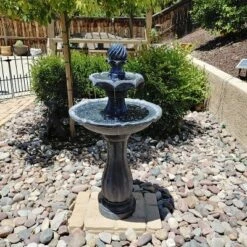 Hot Sale 🌟 Sunnydaze Decor Sunnydaze Outdoor 2-Tier Solar Powered Polyresin Arcade Water Fountain with Battery Backup and LED Light - 45" - Black 🔥 -Garden Decor Shop unnamed file 6213