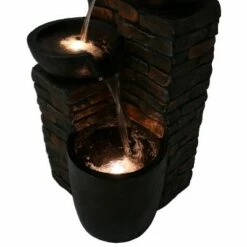 Buy 👏 Sunnydaze Decor Sunnydaze 34"H Electric Polyresin Staggered Bowls Tiered Outdoor Water Fountain with LED Lights ⭐