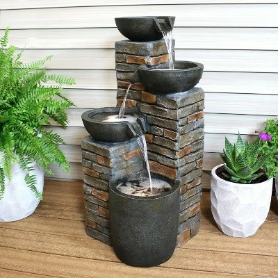 Buy π Sunnydaze Decor Sunnydaze 34"H Electric Polyresin Staggered Bowls Tiered Outdoor Water Fountain with LED Lights β 4 Buy π Sunnydaze Decor Sunnydaze 34"H Electric Polyresin Staggered Bowls Tiered Outdoor Water Fountain with LED Lights β - Image 2