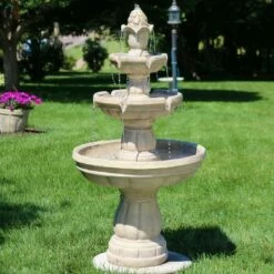 Top 10 🛒 Sunnydaze Decor Sunnydaze 48"H Electric Fiberglass 3-Tier Outdoor Water Fountain 🧨