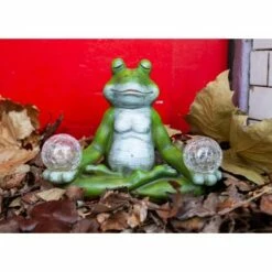 Discount 😍 10" Resin Solar Yoga Frog Holding 2 Glass Jars Garden Statue Green - Exhart 🔔 -Garden Decor Shop unnamed file 63