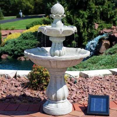 Deals ๐งจ Sunnydaze Decor Sunnydaze Outdoor 2-Tier Solar Powered Water Fountain with Battery Backup and Submersible Pump - 35" - White Earth Finish ๐ 3 Deals ๐งจ Sunnydaze Decor Sunnydaze Outdoor 2-Tier Solar Powered Water Fountain with Battery Backup and Submersible Pump - 35" - White Earth Finish ๐
