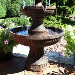 Discount 😀 Sunnydaze Decor Sunnydaze 43"H Electric Fiberglass and Resin 3-Tier Flower Blossom Outdoor Water Fountain, Earth Finish 🎉 -Garden Decor Shop unnamed file 6327