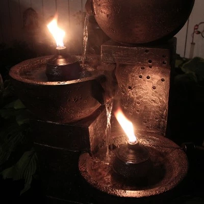 Best Pirce โ Sunnydaze Decor Sunnydaze 34"H Electric Polyresin 3-Tier Burning Bowls Outdoor Water Fountain with Real Flame Torch Accents ๐ 3 Best Pirce โ Sunnydaze Decor Sunnydaze 34"H Electric Polyresin 3-Tier Burning Bowls Outdoor Water Fountain with Real Flame Torch Accents ๐