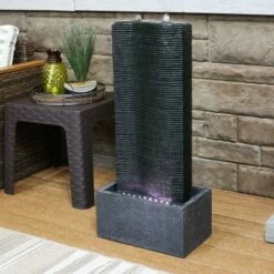 New 🧨 Sunnydaze Decor Sunnydaze 31"H Electric Polyresin Rippling Tower Column Outdoor Water Fountain with Lights 😀 -Garden Decor Shop unnamed file 6361