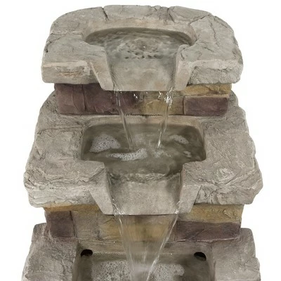 Brand new π Sunnydaze Decor Sunnydaze 21"H Electric Polyresin 3-Tier Brick Steps Outdoor Water Fountain with LED Light π 4 Brand new π Sunnydaze Decor Sunnydaze 21"H Electric Polyresin 3-Tier Brick Steps Outdoor Water Fountain with LED Light π - Image 2