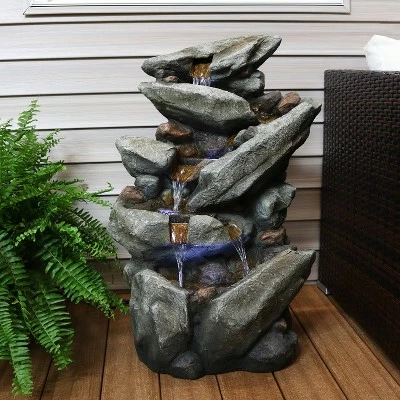 Outlet 𧨠Sunnydaze Decor Sunnydaze 32"H Electric Polyresin Streaming Tilted Rocks Outdoor Water Fountain with LED Lights π 4 Outlet 𧨠Sunnydaze Decor Sunnydaze 32"H Electric Polyresin Streaming Tilted Rocks Outdoor Water Fountain with LED Lights π - Image 2