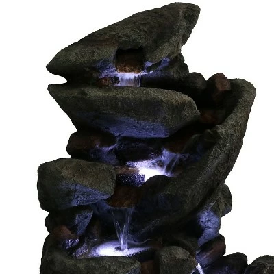Outlet 𧨠Sunnydaze Decor Sunnydaze 32"H Electric Polyresin Streaming Tilted Rocks Outdoor Water Fountain with LED Lights π 5 Outlet 𧨠Sunnydaze Decor Sunnydaze 32"H Electric Polyresin Streaming Tilted Rocks Outdoor Water Fountain with LED Lights π - Image 3