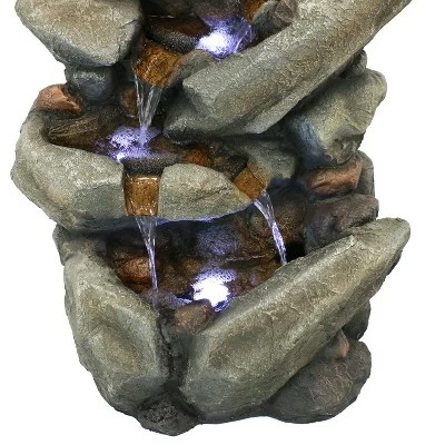 Outlet 𧨠Sunnydaze Decor Sunnydaze 32"H Electric Polyresin Streaming Tilted Rocks Outdoor Water Fountain with LED Lights π 6 Outlet 𧨠Sunnydaze Decor Sunnydaze 32"H Electric Polyresin Streaming Tilted Rocks Outdoor Water Fountain with LED Lights π - Image 4