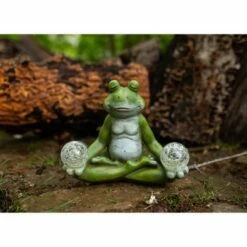 Discount 😍 10" Resin Solar Yoga Frog Holding 2 Glass Jars Garden Statue Green - Exhart 🔔 -Garden Decor Shop unnamed file 64