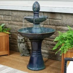 Best Pirce 😉 Sunnydaze Decor Sunnydaze 38"H Electric Ceramic 2-Tier Outdoor Water Feature with LED Lights, Green 👏 -Garden Decor Shop unnamed file 6433