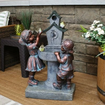 Deals ✨ Sunnydaze Decor Sunnydaze 30"H Electric Polyresin Boy and Girl at Bird Bath Outdoor Water Fountain ✨ 3 Deals ✨ Sunnydaze Decor Sunnydaze 30"H Electric Polyresin Boy and Girl at Bird Bath Outdoor Water Fountain ✨