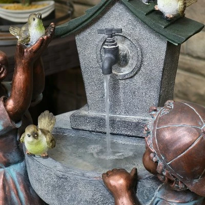 Deals ✨ Sunnydaze Decor Sunnydaze 30"H Electric Polyresin Boy and Girl at Bird Bath Outdoor Water Fountain ✨ 5 Deals ✨ Sunnydaze Decor Sunnydaze 30"H Electric Polyresin Boy and Girl at Bird Bath Outdoor Water Fountain ✨ - Image 3