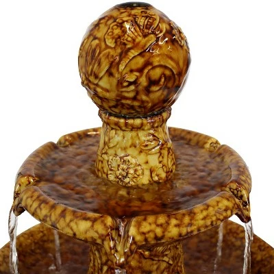 Budget π Sunnydaze Decor Sunnydaze 43"H Electric Ceramic 3-Tier Floral Motif Outdoor Water Fountain with LED Lights β 5 Budget π Sunnydaze Decor Sunnydaze 43"H Electric Ceramic 3-Tier Floral Motif Outdoor Water Fountain with LED Lights β - Image 3