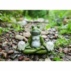 Discount 😍 10" Resin Solar Yoga Frog Holding 2 Glass Jars Garden Statue Green - Exhart 🔔 -Garden Decor Shop unnamed file 65