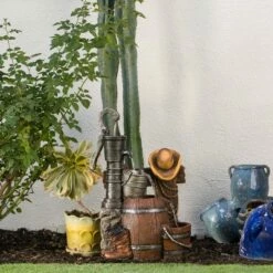 Discount 🥰 Alpine Corporation Alpine 26" Pump and Barrel Fountain with Cowboy Hat ⌛ -Garden Decor Shop unnamed file 6552