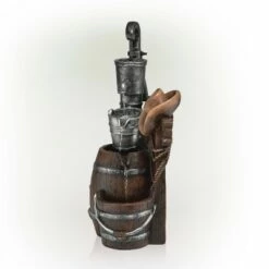 Discount 🥰 Alpine Corporation Alpine 26" Pump and Barrel Fountain with Cowboy Hat ⌛ -Garden Decor Shop unnamed file 6556