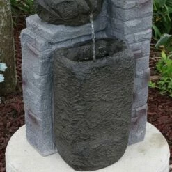 Best Pirce ⌛ Sunnydaze Decor Sunnydaze Outdoor Polyresin Solar Powered Stone Bowls Water Fountain with LED Lights and Backup Battery - 30" ⌛ -Garden Decor Shop unnamed file 6579