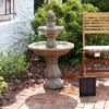 Best deal 🧨 Sunnydaze Decor Sunnydaze Outdoor 2-Tier Solar Powered Water Fountain with Battery Backup and Submersible Pump - 35" - Earth Finish 😀 -Garden Decor Shop unnamed file 6584