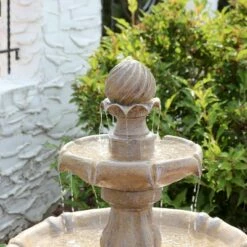 Best deal 🧨 Sunnydaze Decor Sunnydaze Outdoor 2-Tier Solar Powered Water Fountain with Battery Backup and Submersible Pump - 35" - Earth Finish 😀 -Garden Decor Shop unnamed file 6586