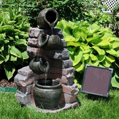 Buy π₯ Sunnydaze Decor Sunnydaze Outdoor Polyresin Crumbling Bricks and Pots Solar Cascading Water Fountain with LED Lights and Battery Backup - 27" π 4 Buy π₯ Sunnydaze Decor Sunnydaze Outdoor Polyresin Crumbling Bricks and Pots Solar Cascading Water Fountain with LED Lights and Battery Backup - 27" π - Image 2